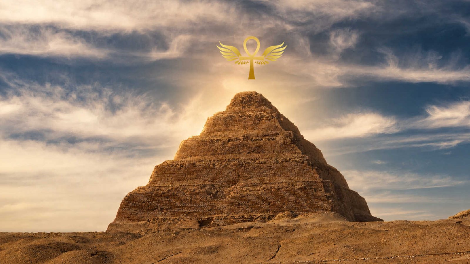 The Step Pyramid of Djoser with the Ankh of Mystika – Egyptian Tantra